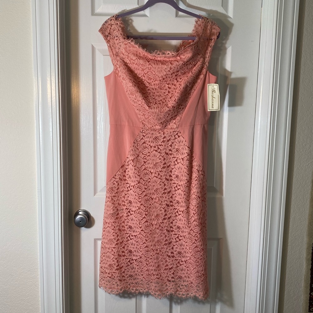 NWT Shoshanna peach lace dress